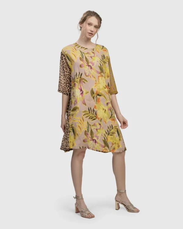 Alembika. Mix Pattern Kaftan Dress.