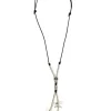 Chanour. Hand Made Pewter & Leather Necklace With Crystal.