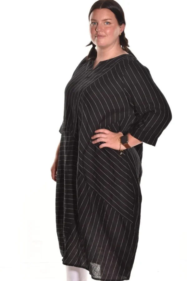Cheyenne. Notch Neck Pin Stripe Bubble Tunic.