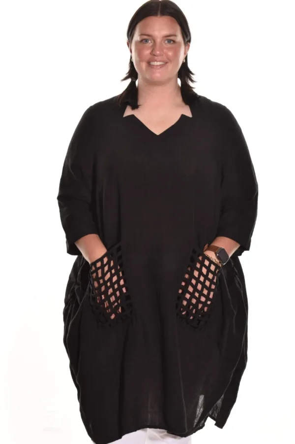 Cheyenne. Notch Neck Tunic. In Linen.