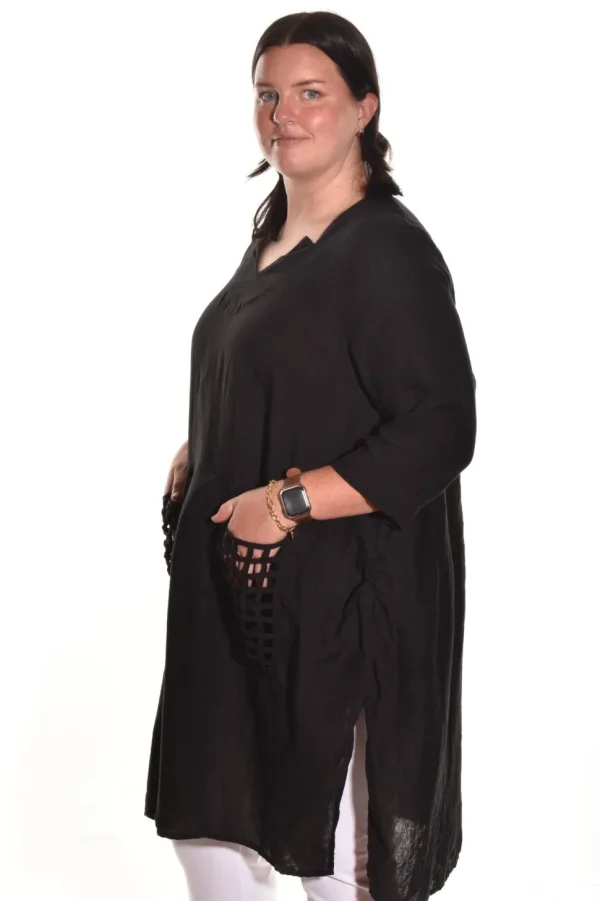 Cheyenne. Notch Neck Tunic. In Linen.