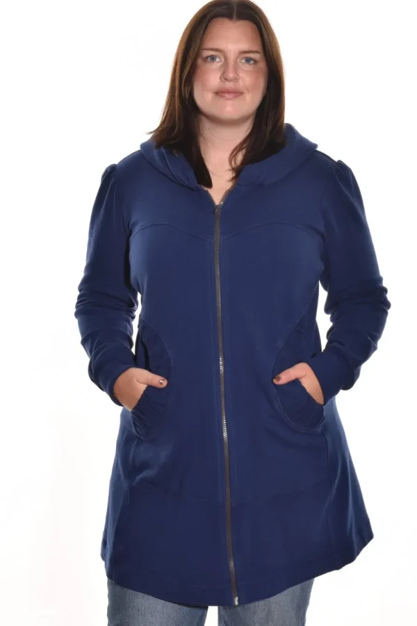 Color Me Cotton. Zip Front Long Hoodie.