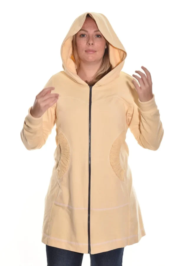 Color Me Cotton. Zip Front Long Hoodie.