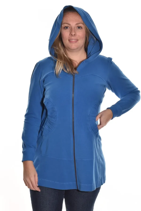 Color Me Cotton. Zip Front Long Hoodie.