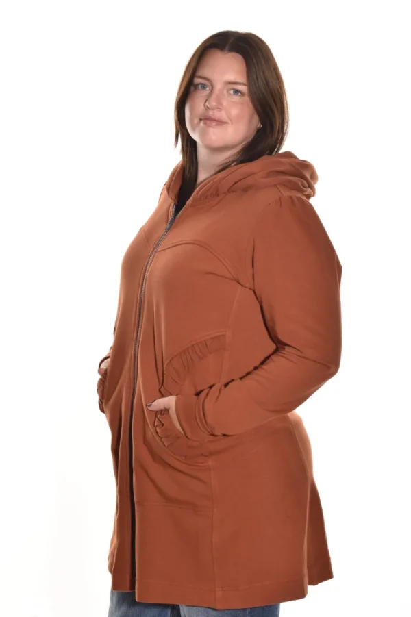 Color Me Cotton. Zip Front Long Hoodie.