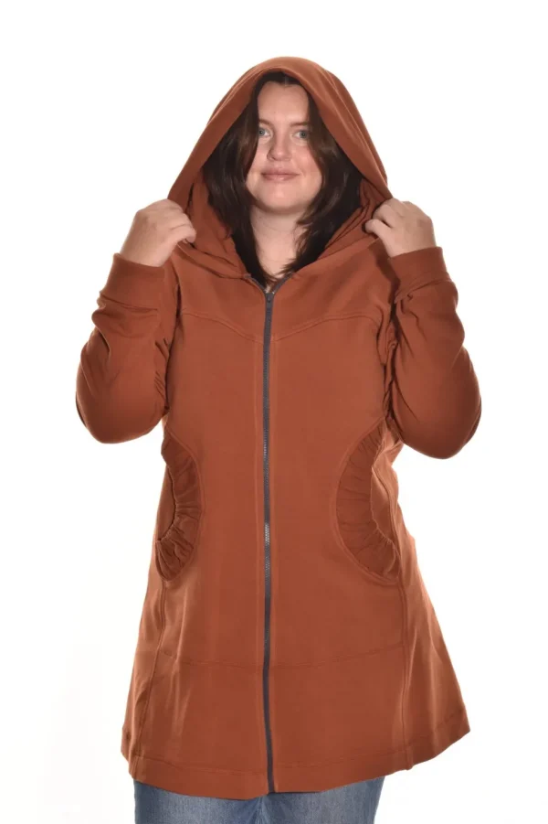 Color Me Cotton. Zip Front Long Hoodie.