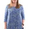 Cotton Lani. Relaxed 3/4 Length Sleeve Tunic.