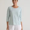 Cut Loose. 3/4 Sleeve Bias Tee In Linen Cotton Jersey. (SPECIAL ORDER).#5017411.