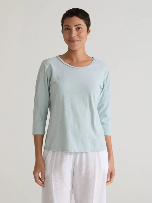 Cut Loose. 3/4 Sleeve Bias Tee In Linen Cotton Jersey. (SPECIAL ORDER).#5017411.