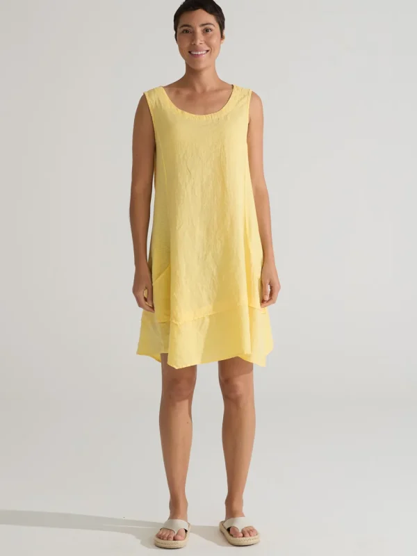Cut Loose. Asymmetrical Dress In Linen Cotton Jersey And Hanky Linen Combo. (SPECIAL ORDER).#5700215.