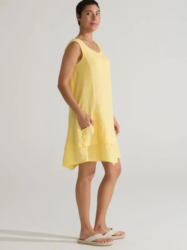 Cut Loose. Asymmetrical Dress In Linen Cotton Jersey And Hanky Linen Combo. (SPECIAL ORDER).#5700215.
