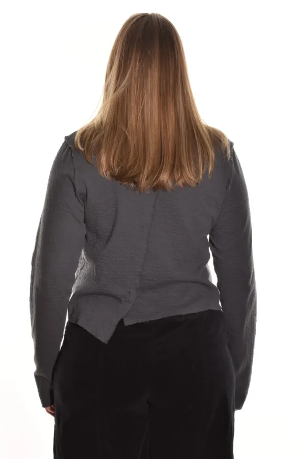 Cut Loose. Crop Asymmetrical Cardy In Pucker Double Cloth.