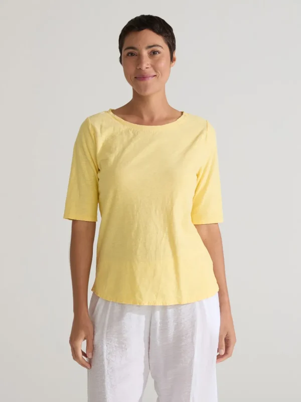 Cut Loose. Elbow Sleeve Tee In Linen Cotton Jersey. (SPECIAL ORDER).#5016615