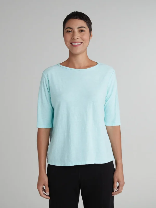 Cut Loose. Elbow Sleeve Tee In Linen Cotton Jersey. (SPECIAL ORDER).#5016181.