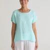 Cut Loose. Hi-Low Short Sleeve Pullover In Linen Cotton Jersey And Hanky Linen Combo. (SPECIAL ORDER).#5706151.