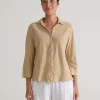 Cut Loose. V-Neck Shirt In Linen Cotton Jersey And Hanky Linen Combo. (SPECIAL ORDER).#5706156