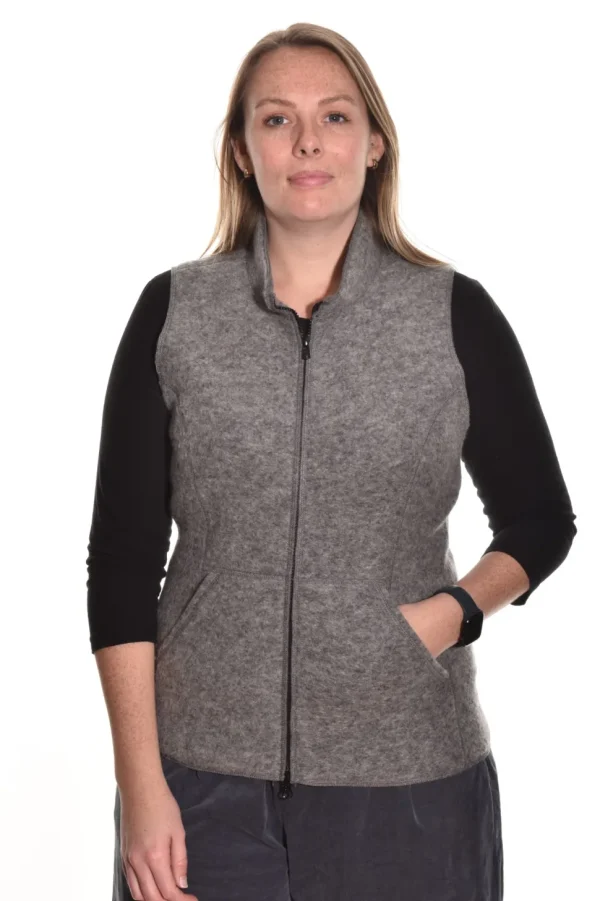 Cut Loose. Zip Front Vest In Boiled Wool.