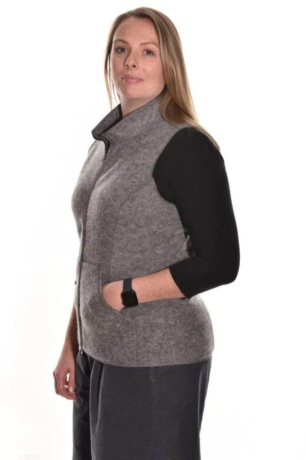 Cut Loose. Zip Front Vest In Boiled Wool.