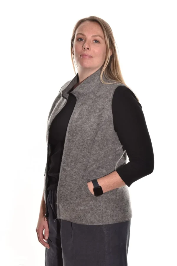 Cut Loose. Zip Front Vest In Boiled Wool.