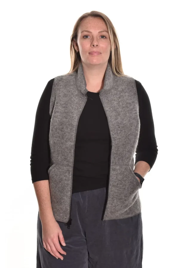 Cut Loose. Zip Front Vest In Boiled Wool.