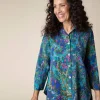 Habitat. Crinkle Crepe Antique Floral Wrap Around Shirt.