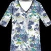Habitat. Easy V-Neck Floral Tee In Cozy Cotton Rib. #17350.
