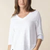 Habitat. Elbow Length Tee In Cotton Pebble. #27515.