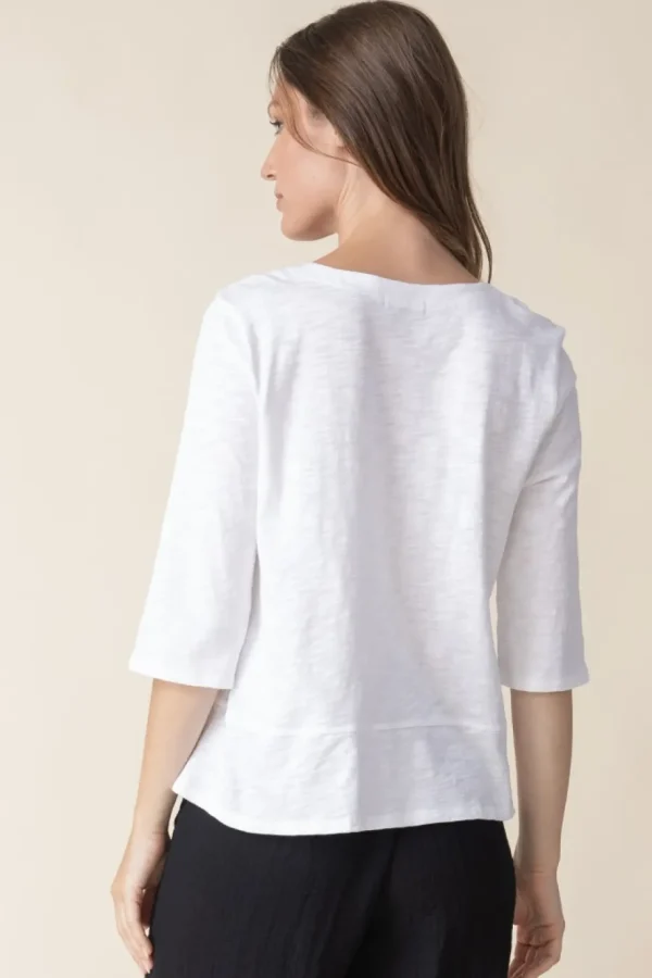 Habitat. Elbow Length Tee In Cotton Pebble. #27515.