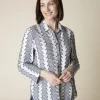 Habitat. Embroidered Cotton Wrap Around Shirt.