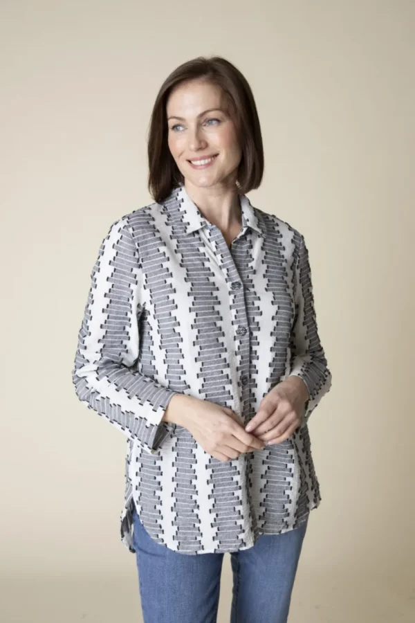 Habitat. Embroidered Cotton Wrap Around Shirt.