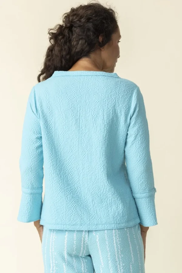 Habitat. Flutter Sleeve Pullover In Crinkle Crepe. #21343.