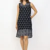 Habitat. Mixed Drape Collar Dress in Express Travel.