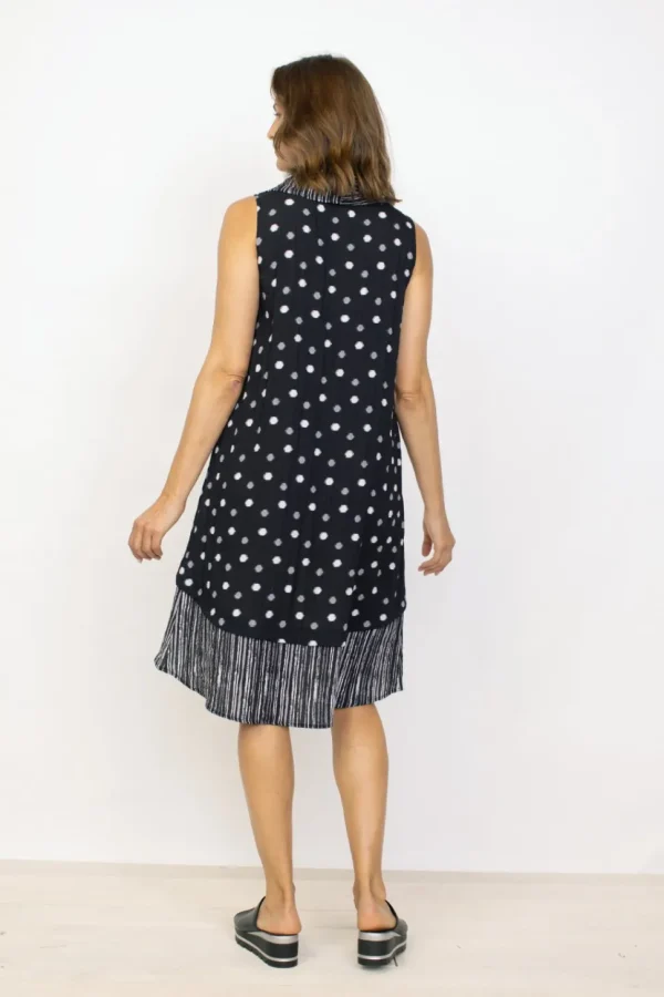 Habitat. Mixed Drape Collar Dress in Express Travel.