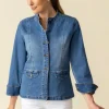 Habitat. Moto Jacket In Stretch Denim In *White*. #11412.