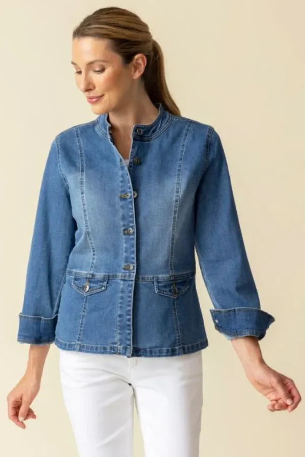 Habitat. Moto Jacket In Stretch Denim In *White*. #11412.