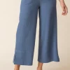 Habitat. Relaxed Split Hem Crop Pant In Pucker Weave. #21372.