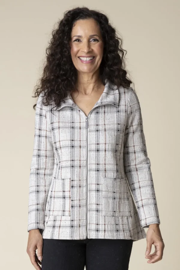 Habitat. Windowpane Plaid Knit Swing Jacket.