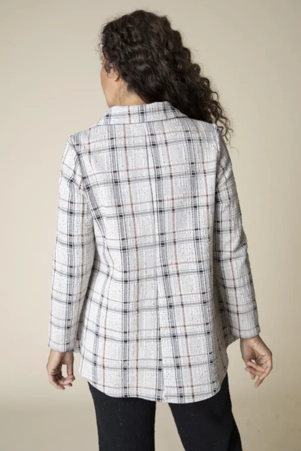 Habitat. Windowpane Plaid Knit Swing Jacket.