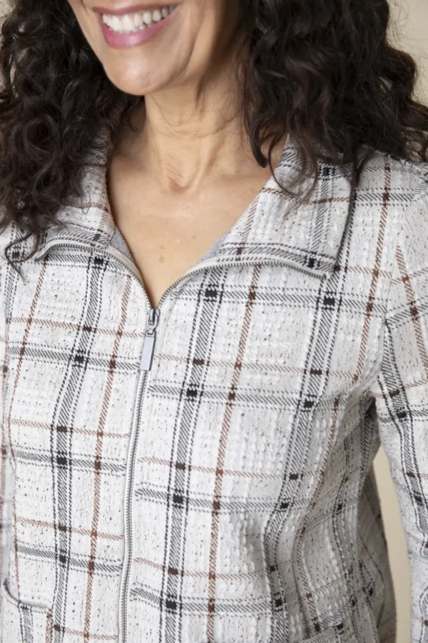 Habitat. Windowpane Plaid Knit Swing Jacket.