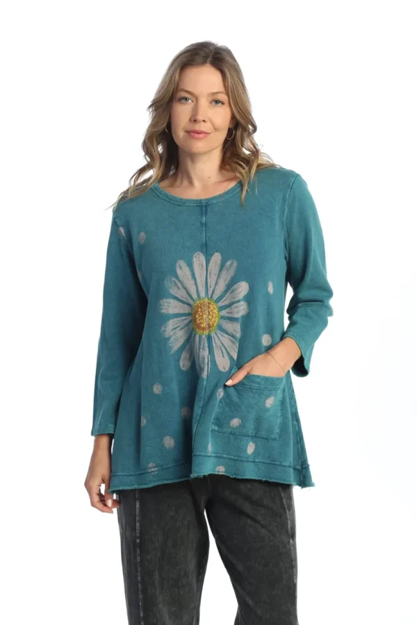 Jess & Jane. Happy Days, Mineral 100% Cotton Fleece Tunic.