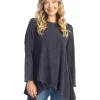 Jess & Jane. Mineral Washed 100% Cotton Slub Asymmetric Hem Top.