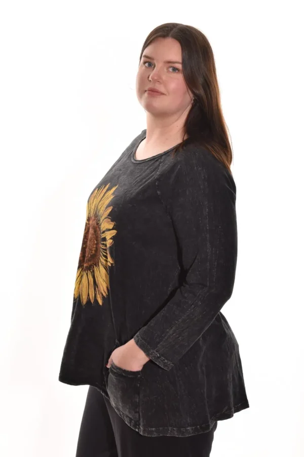 Jess & Jane. Sunshine . 100% Cotton Slub Patch Pockets Tunic Top.