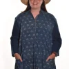 Lea. Double Pocket Tunic With Indigo Handblock Print In Organic Cotton.