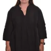 Lea. Embroidered Pintuck Tunic In Medium Weight Linen.