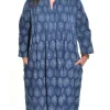 Lea. Modern Kaftan Resort Dress With Handblock Print In Organic Cotton.