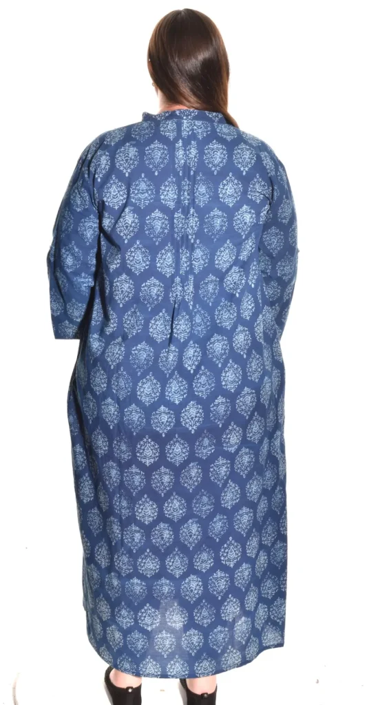Lea. Modern Kaftan Resort Dress With Handblock Print In Organic Cotton.