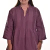 Lea. Pintuck Tunic In Medium Weight Linen.