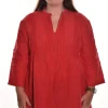 Lea. Pintuck Tunic In Medium Weight Linen.