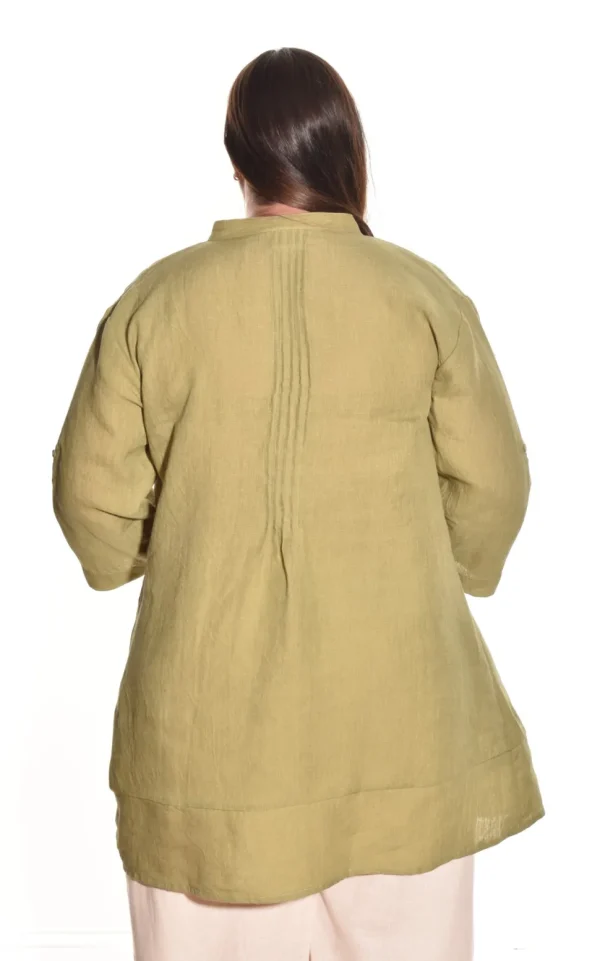 Lea. Pintuck Tunic In Medium Weight Linen.