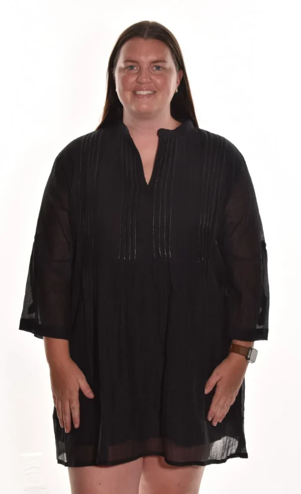 Lea. Pintuck Tunic In Silk Cotton.